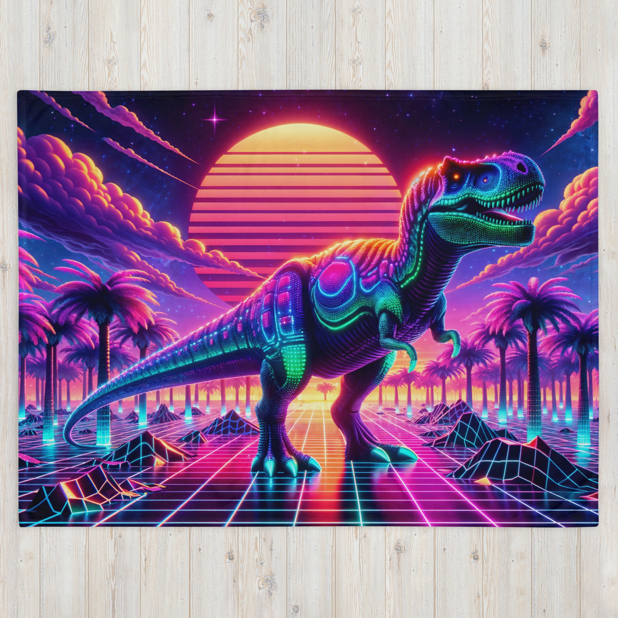 SynthRex - Dinosaur Throw Blanket