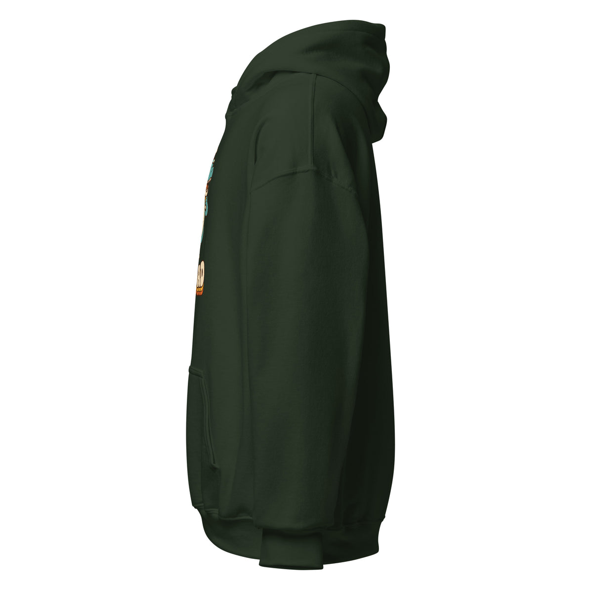 Piggyback Dino Dad dinosaur hoodie with T-Rex dad and baby dino - Forest Green - left view