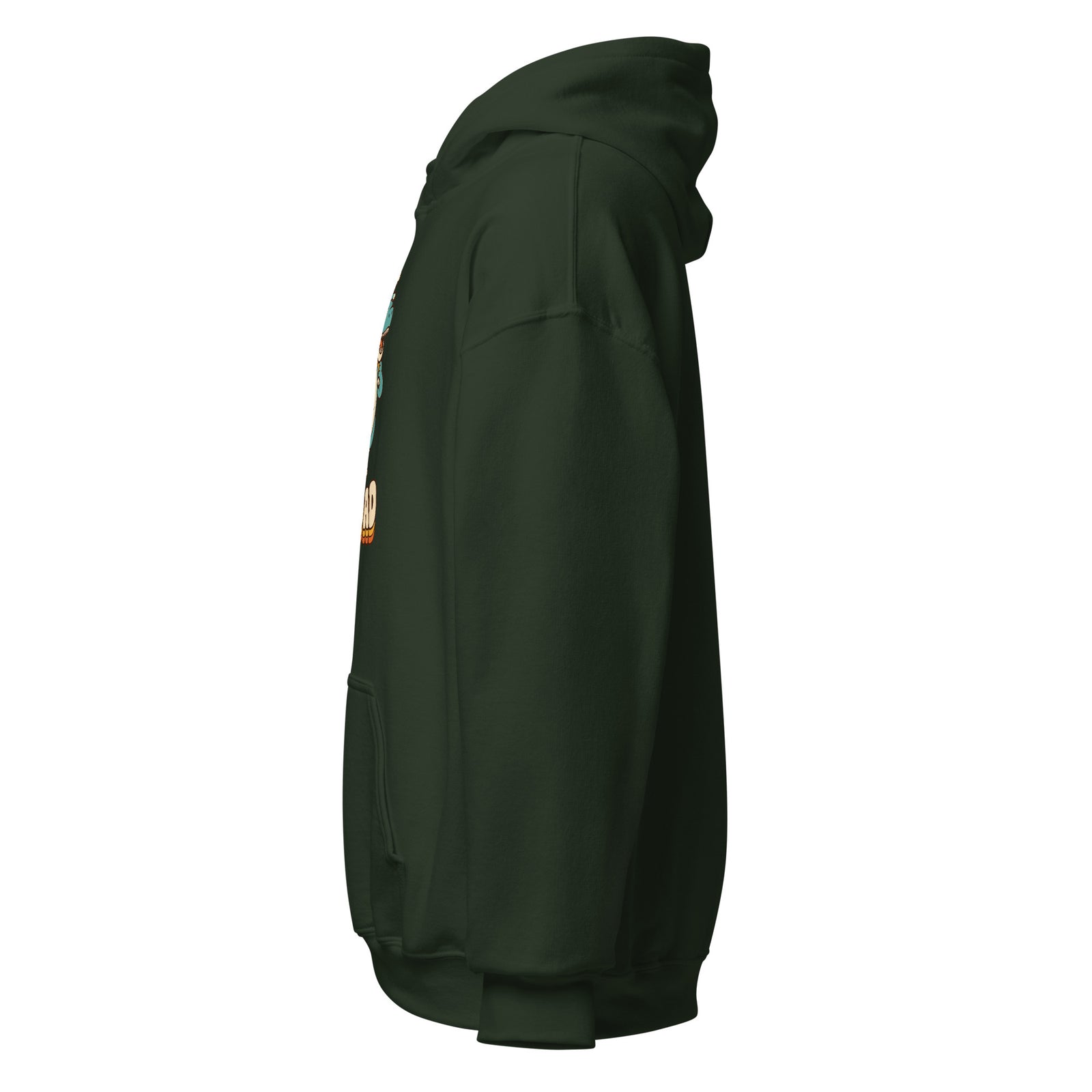 Piggyback Dino Dad dinosaur hoodie with T-Rex dad and baby dino - Forest Green - left view