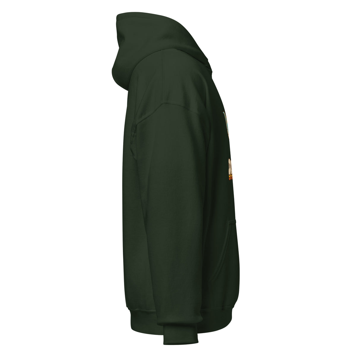 Piggyback Dino Dad dinosaur hoodie with T-Rex dad and baby dino - Forest Green - right view