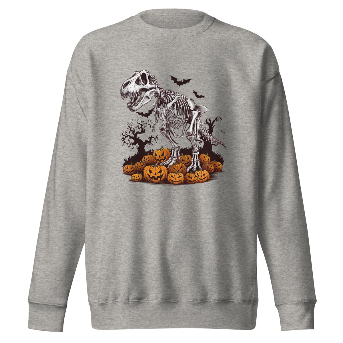 Skeleton &amp; Pumpkins - Premium Dinosaur Sweatshirt