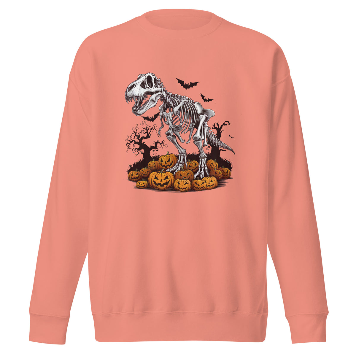 Skeleton &amp; Pumpkins - Premium Dinosaur Sweatshirt