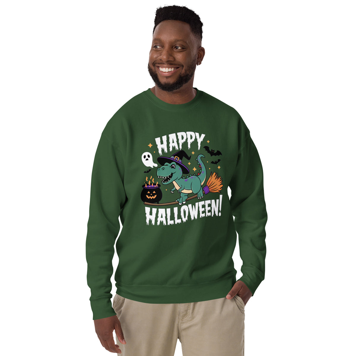 Happy Halloween Broom - Dinosaur Sweatshirt