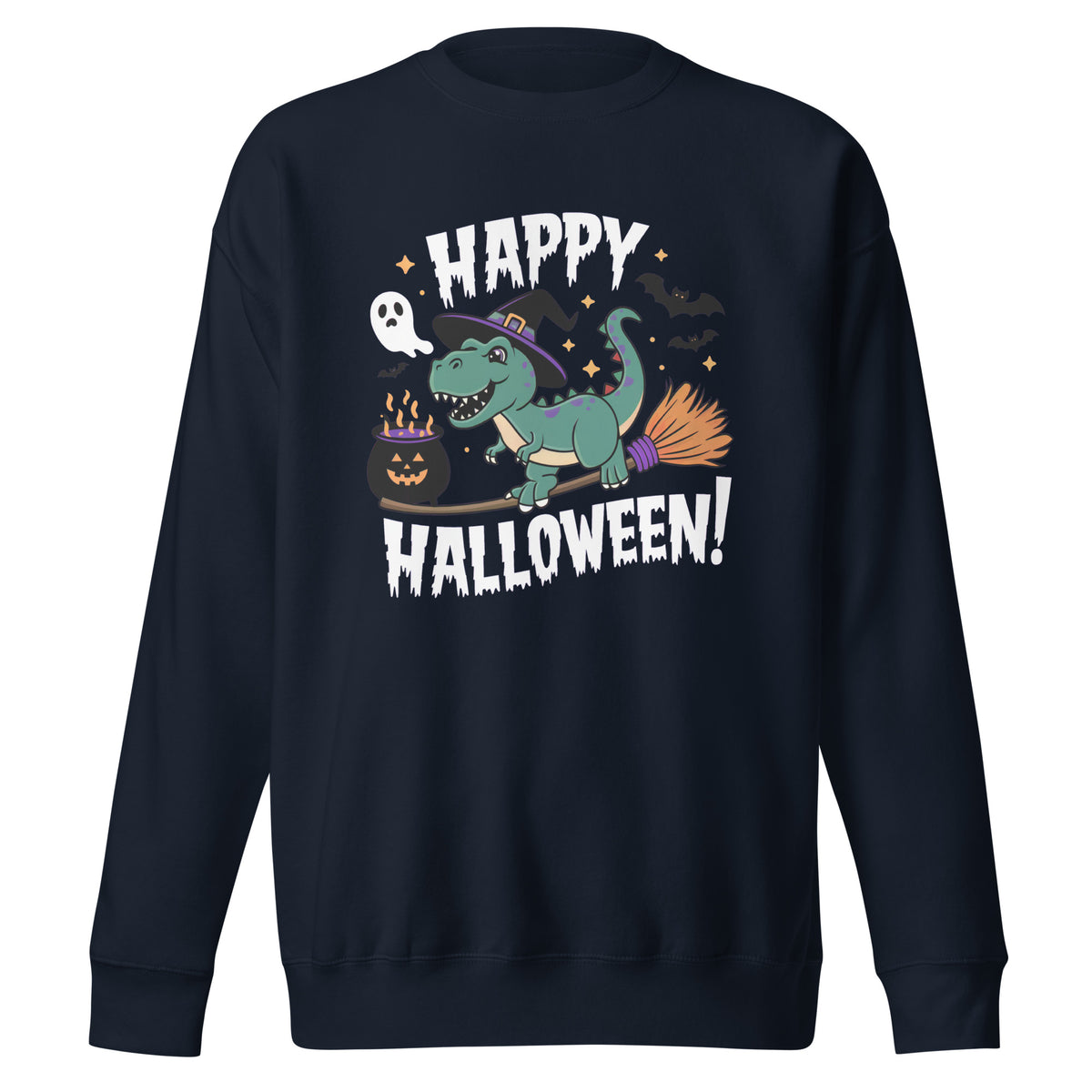 Happy Halloween Broom - Dinosaur Sweatshirt