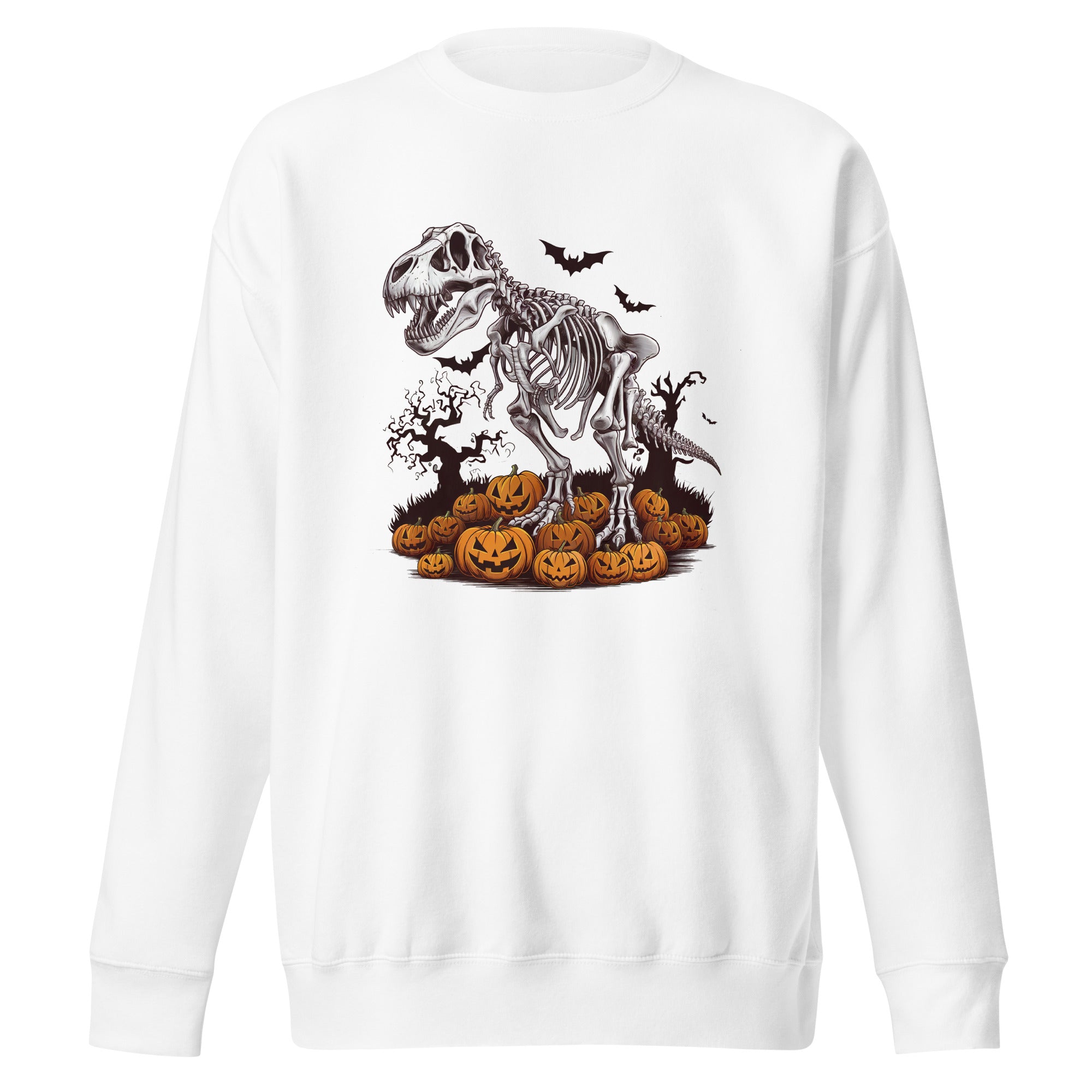 Skeleton & Pumpkins - Premium Dinosaur Sweatshirt