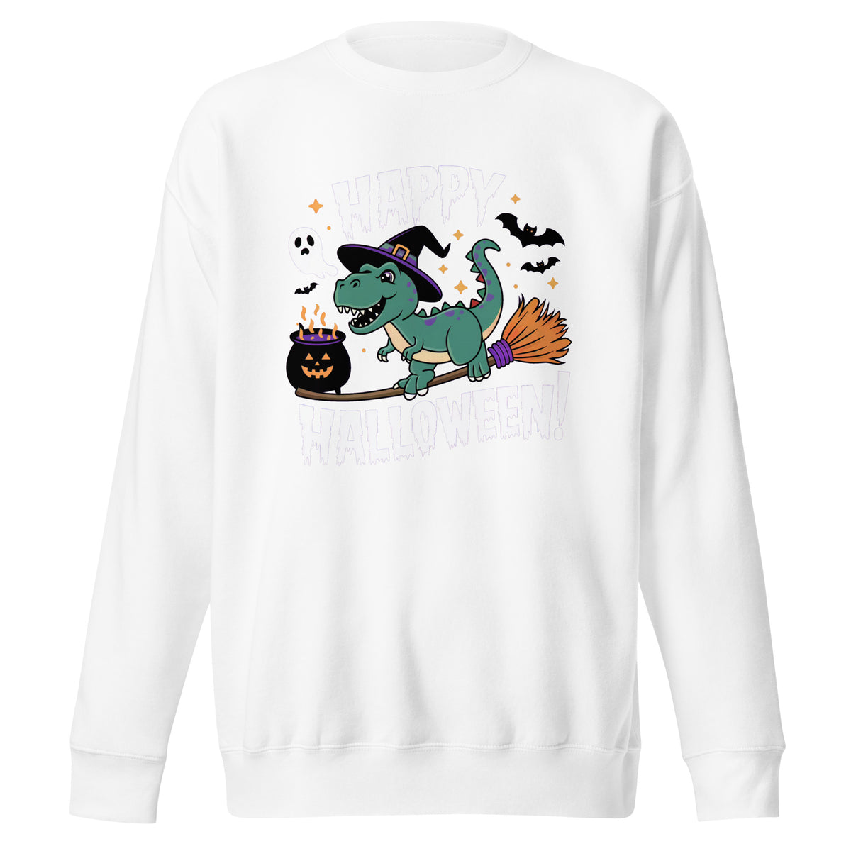 Happy Halloween Broom - Dinosaur Sweatshirt