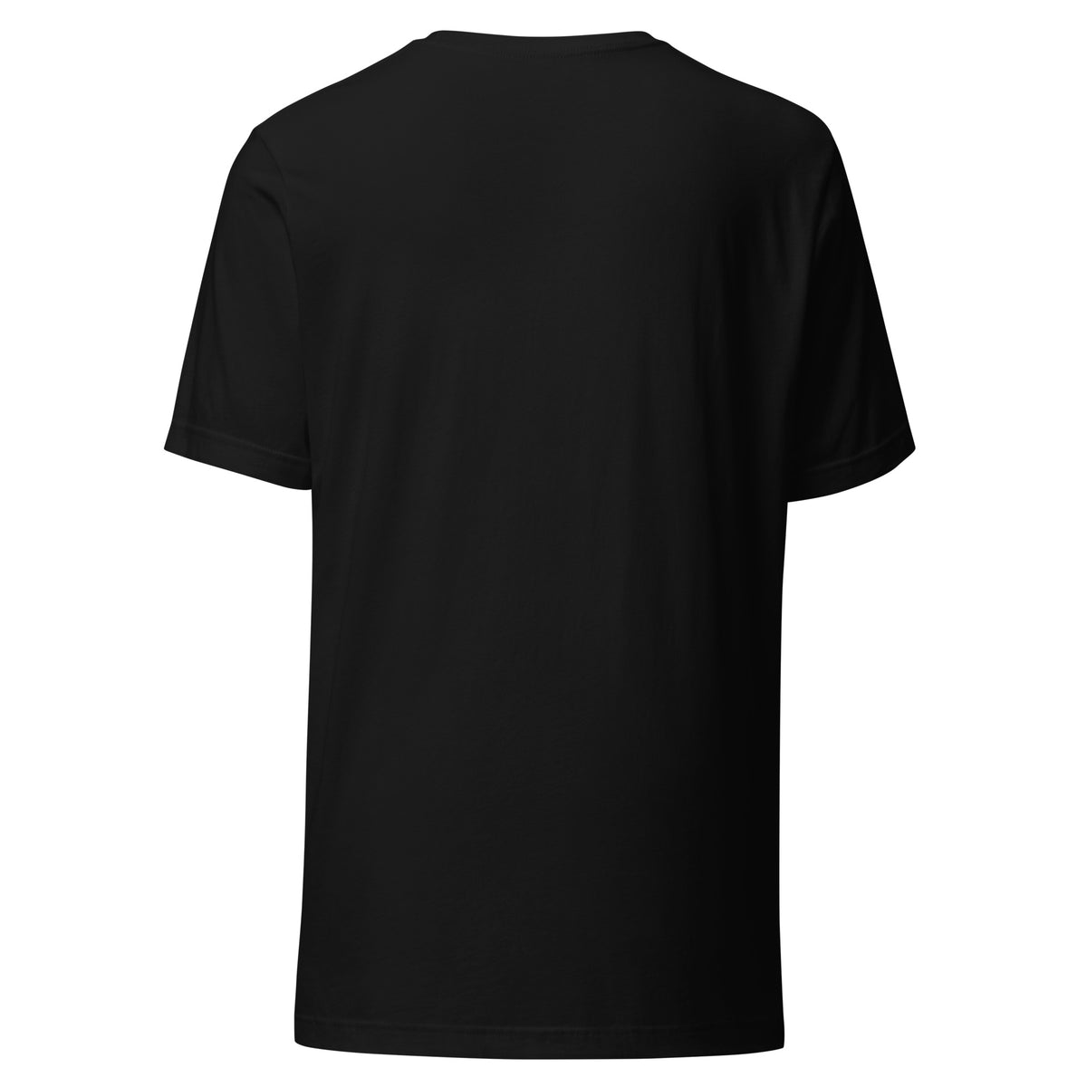 Piggyback Dino Dad men's dinosaur t-shirt with T-Rex dad carrying baby dino - Black - back view