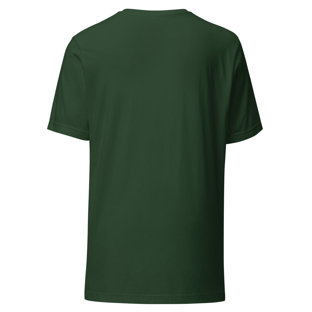 Piggyback Dino Dad men's dinosaur t-shirt with T-Rex dad carrying baby dino - Forest - back view