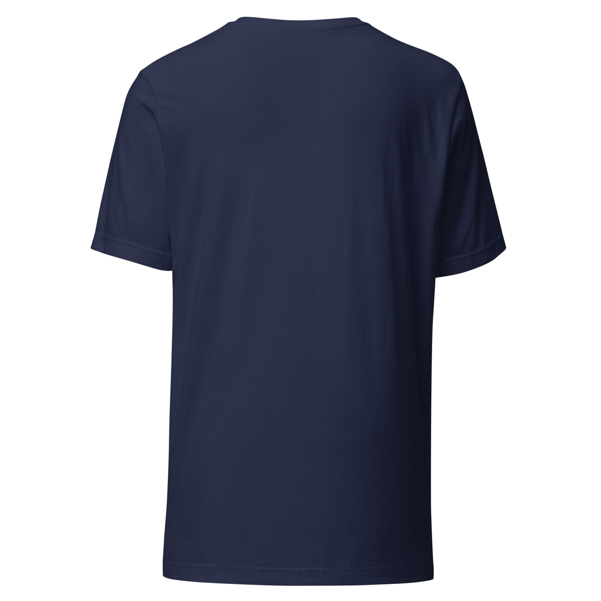 Retro Mamasaurus women's dinosaur t-shirt with mama dinosaur hugging baby - Navy - back view