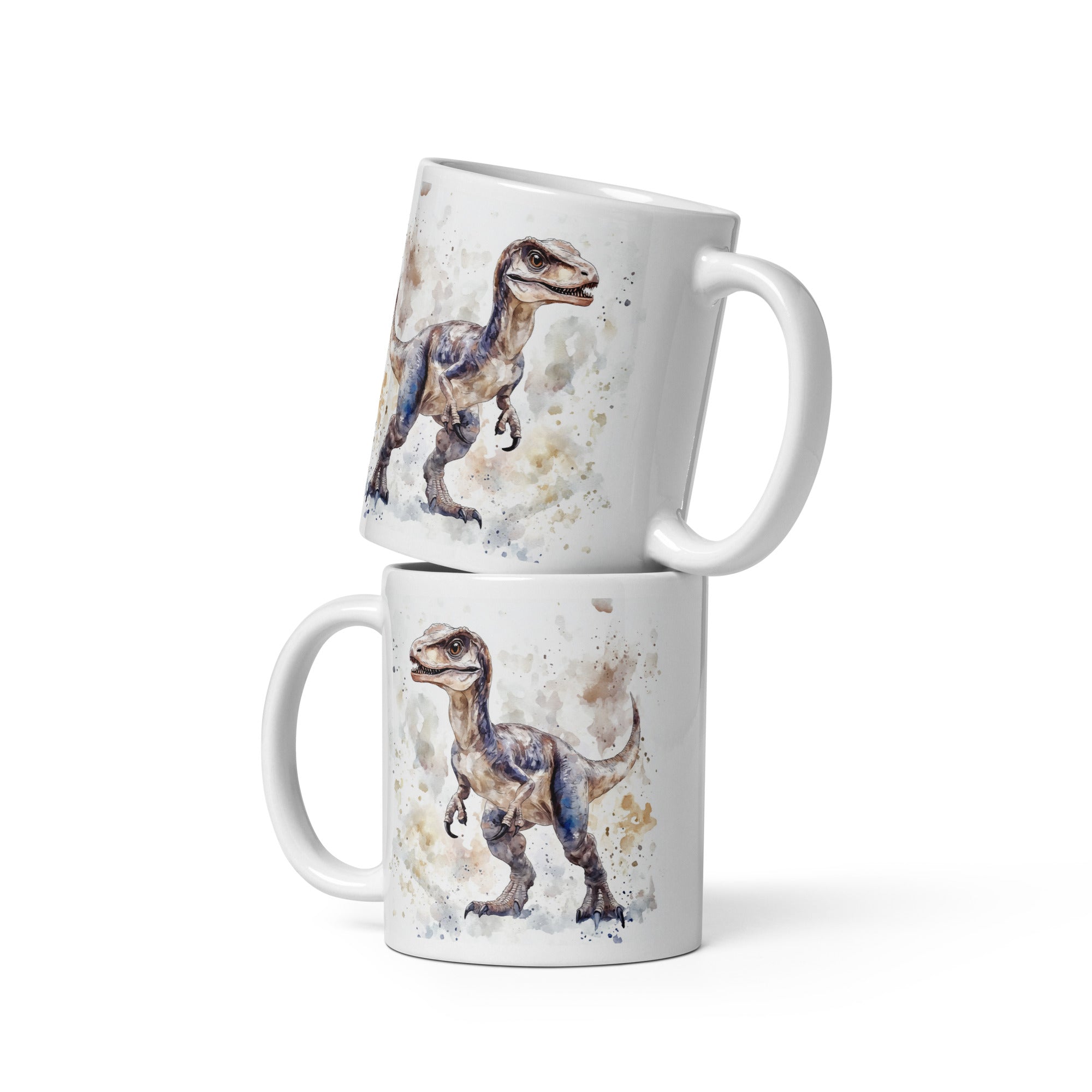 Watercolor Coffee Raptor - Dinosaur Mug