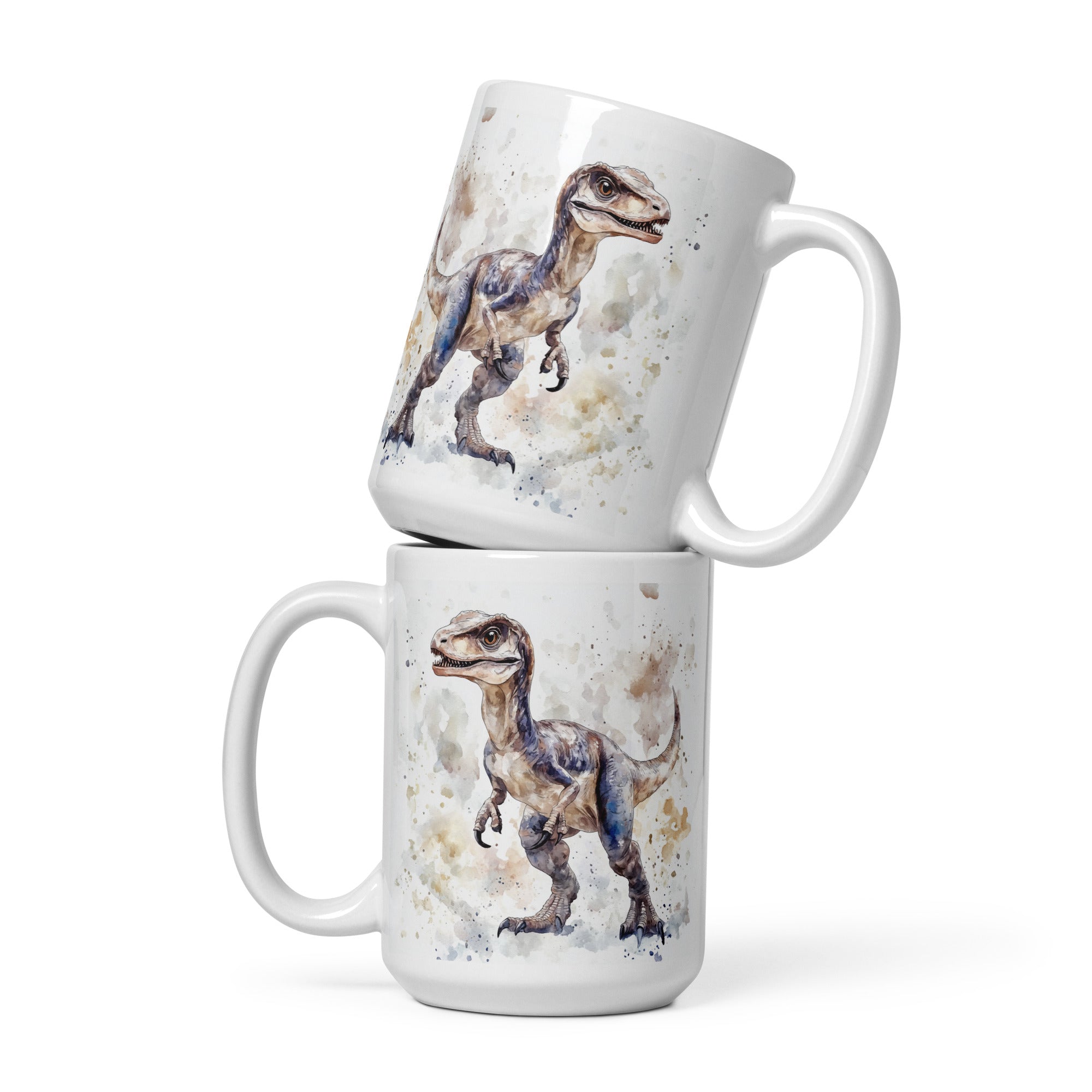 Watercolor Coffee Raptor - Dinosaur Mug