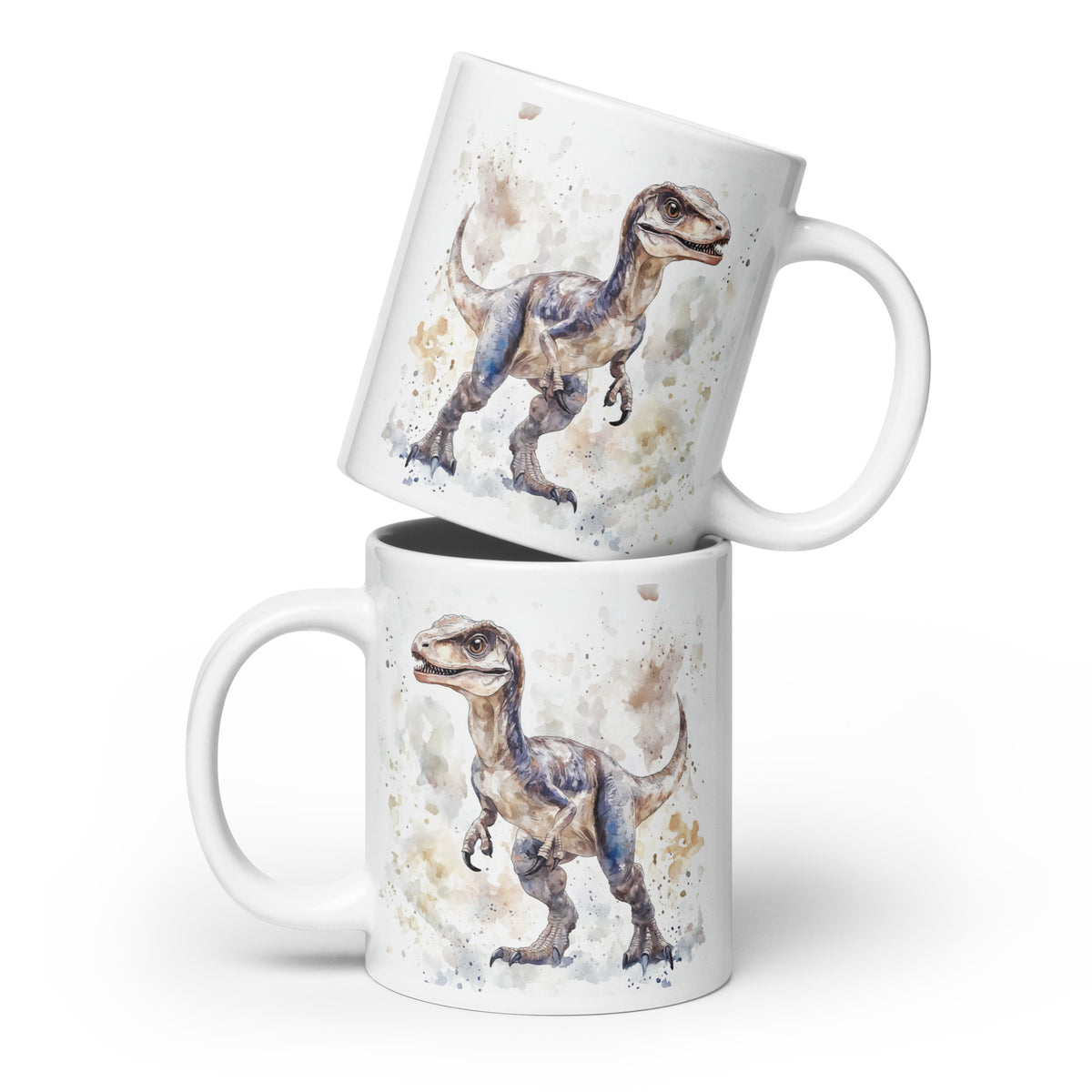 Watercolor Coffee Raptor - Dinosaur Mug