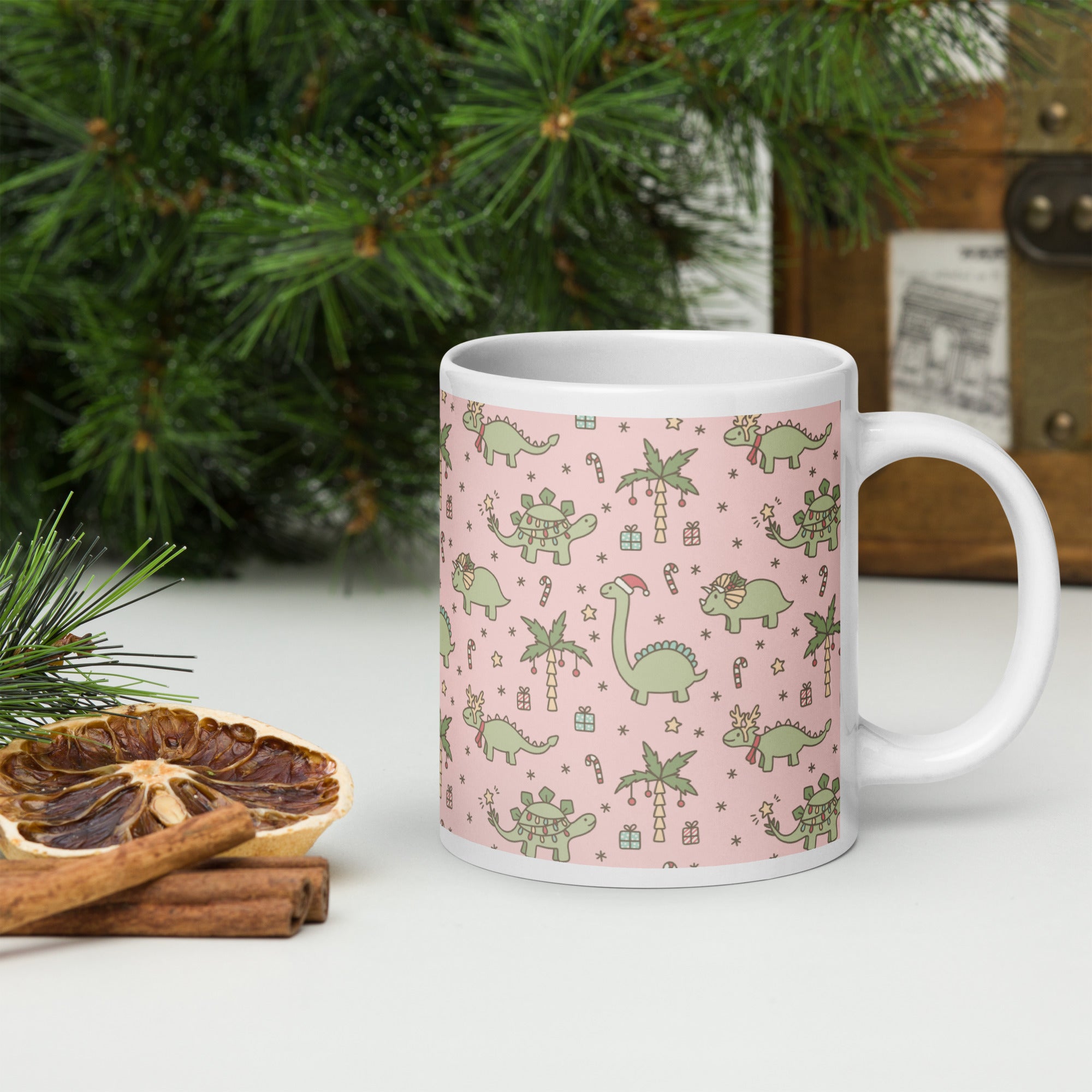 Pink Christmas - Dinosaur Christmas Mug