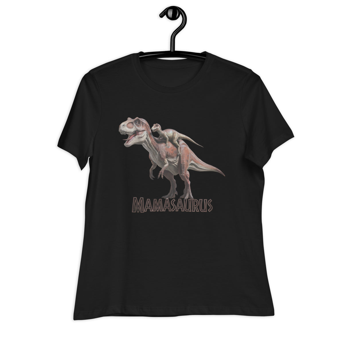 Realistic Piggyback Mamasaurus - Women&#39;s Dinosaur T-Shirt