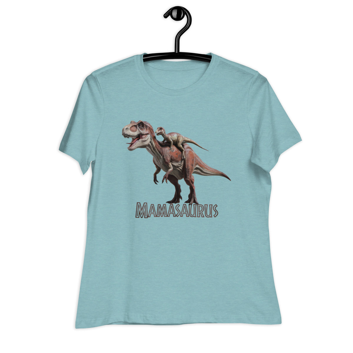 Realistic Piggyback Mamasaurus - Women&#39;s Dinosaur T-Shirt