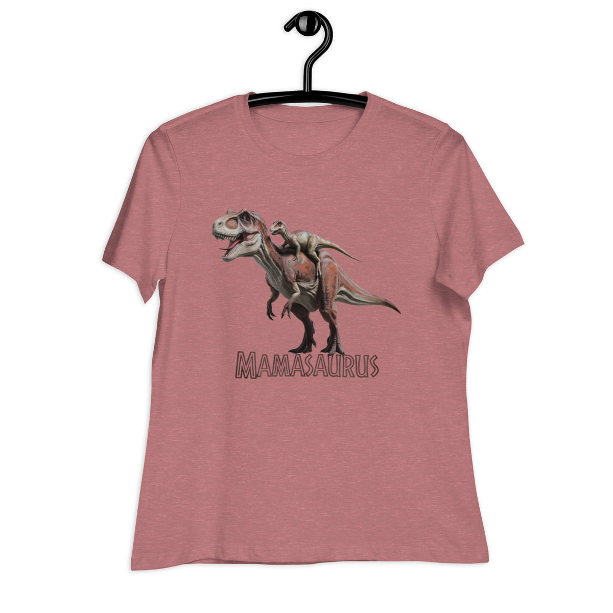 Realistic Piggyback Mamasaurus - Women&#39;s Dinosaur T-Shirt