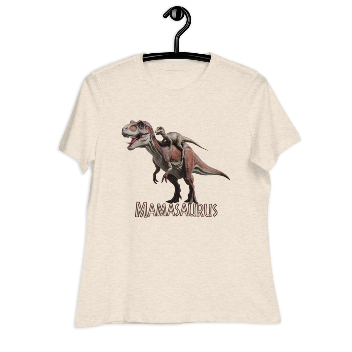 Realistic Piggyback Mamasaurus - Women&#39;s Dinosaur T-Shirt