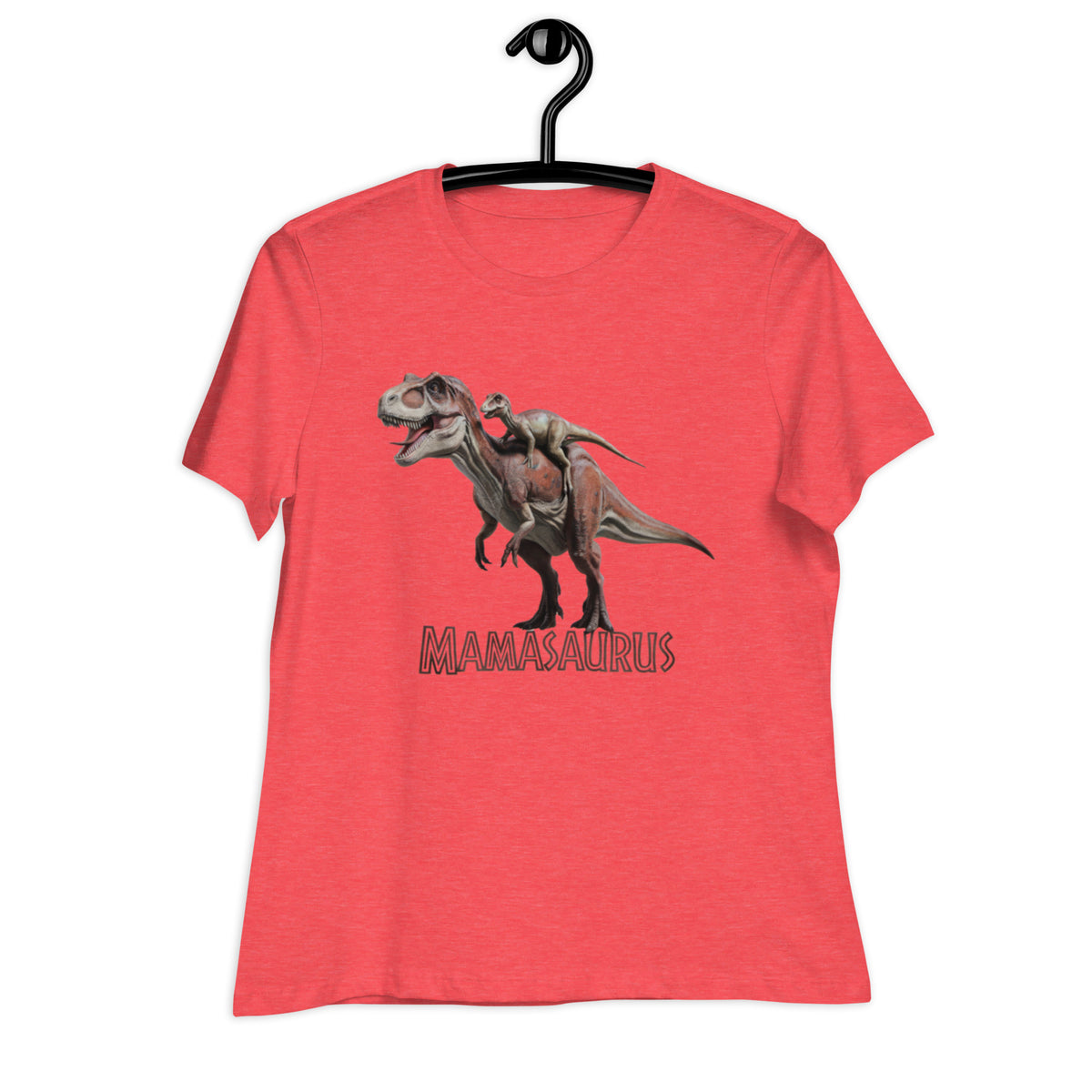 Realistic Piggyback Mamasaurus - Women&#39;s Dinosaur T-Shirt