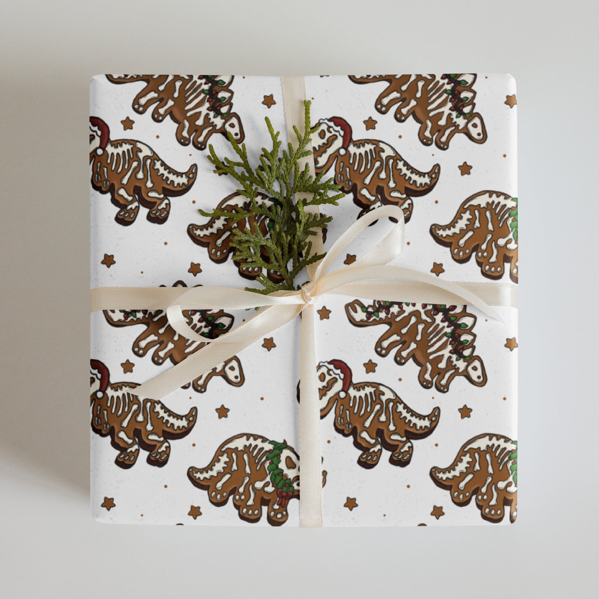 Gingerbread Skeleton - Dinosaur Christmas Wrapping Paper