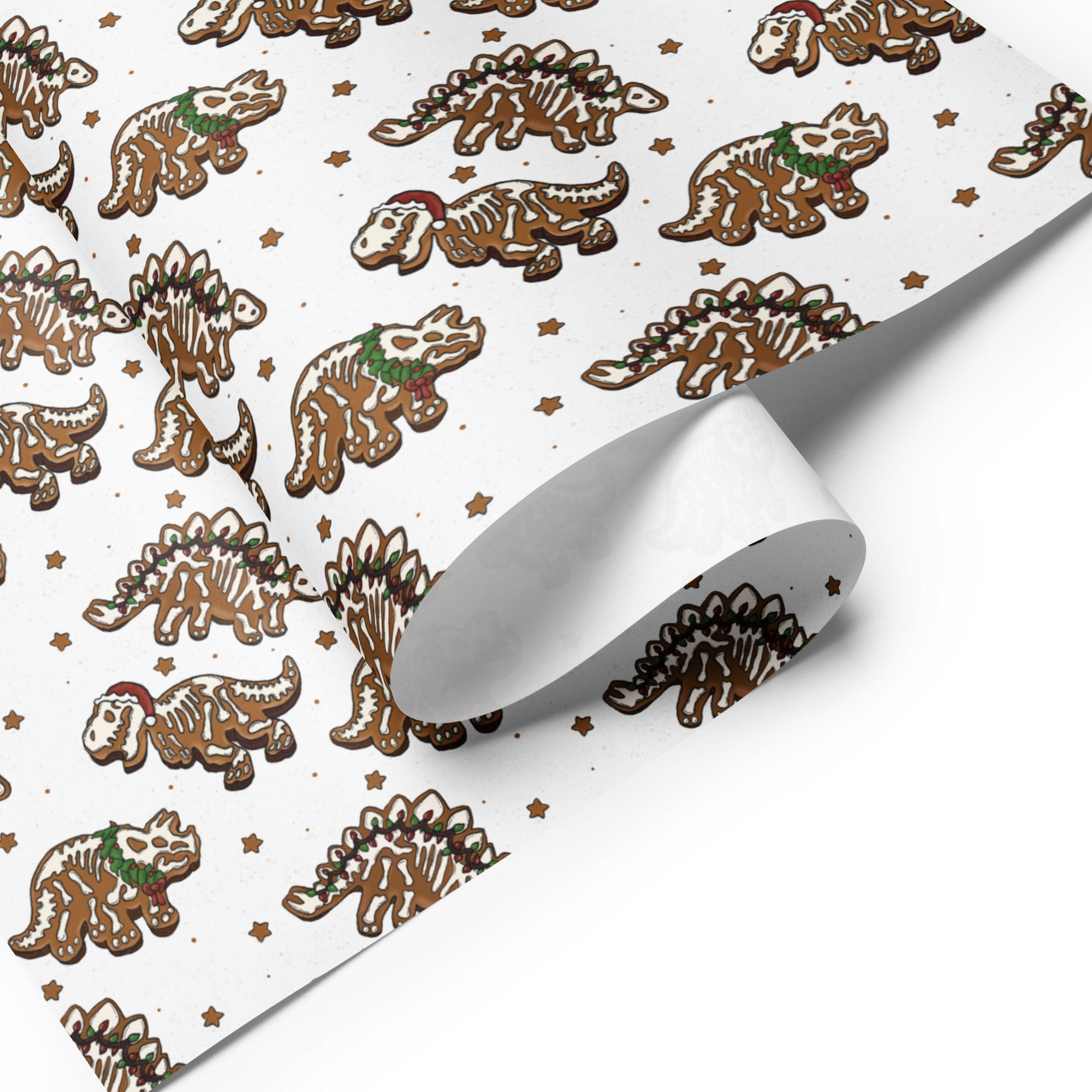 Gingerbread Skeleton - Dinosaur Christmas Wrapping Paper