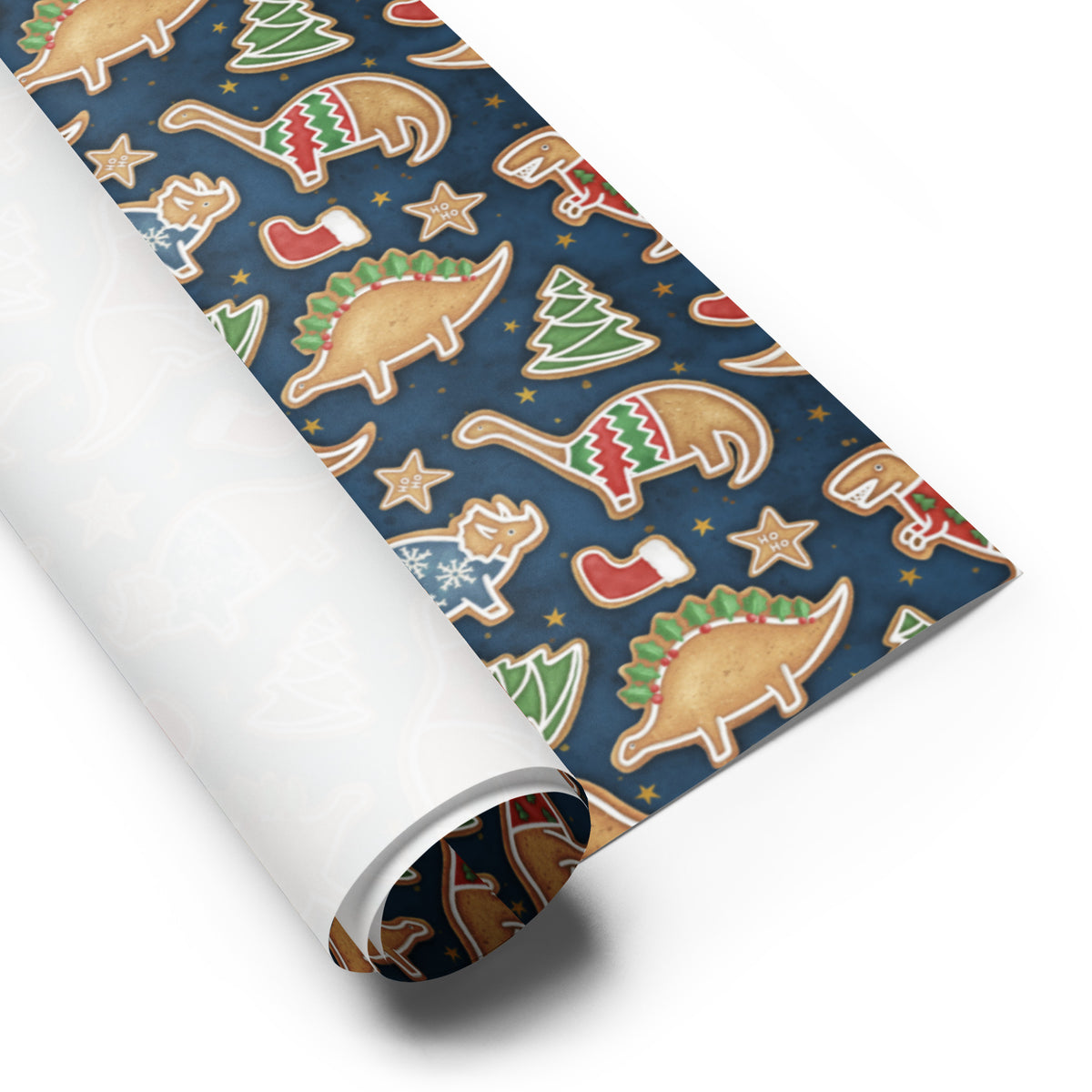 Gingerbread Dinosaurs - Dinosaur Christmas Wrapping Paper