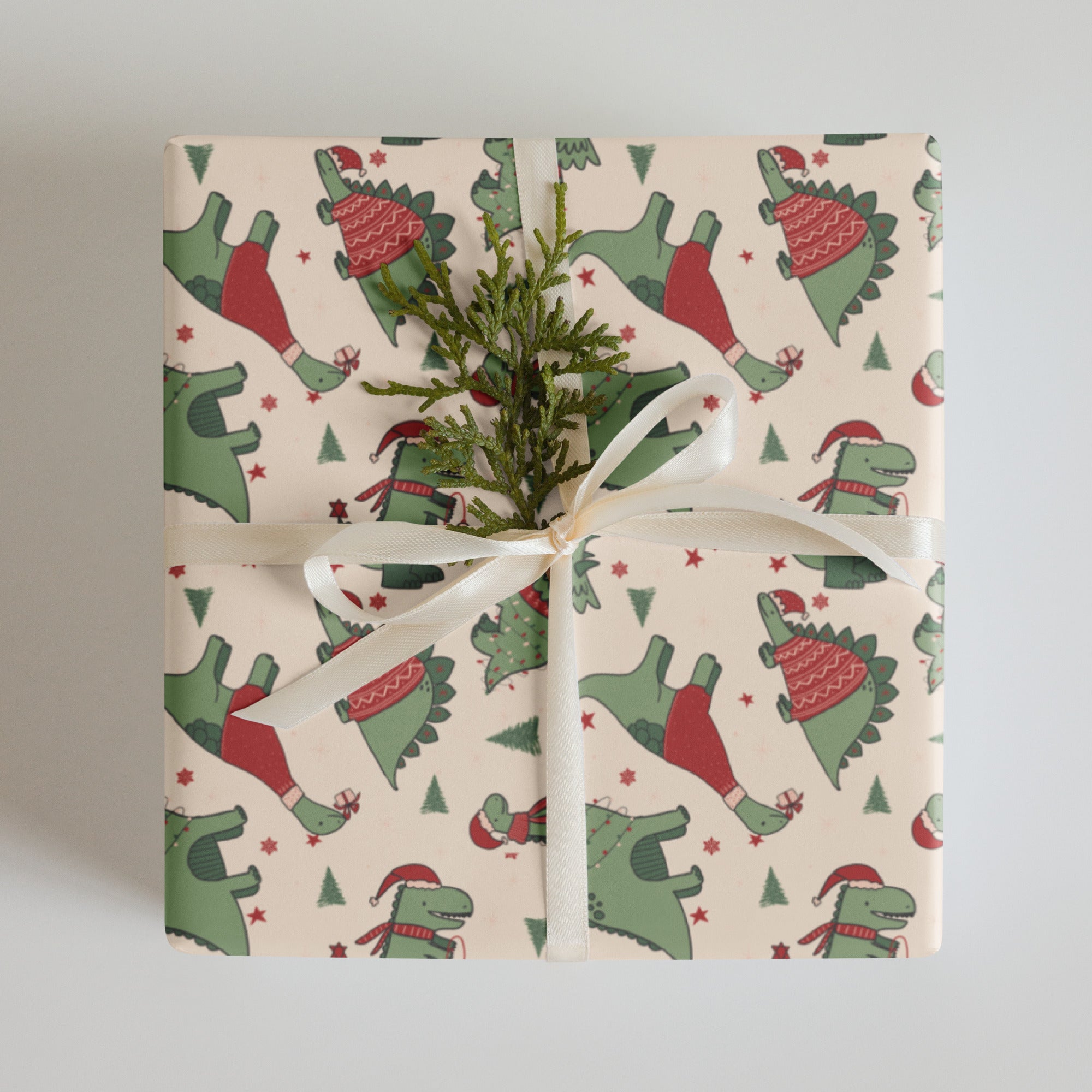 Jolly Dinosaurs  - Christmas Dinosaur Wrapping Paper