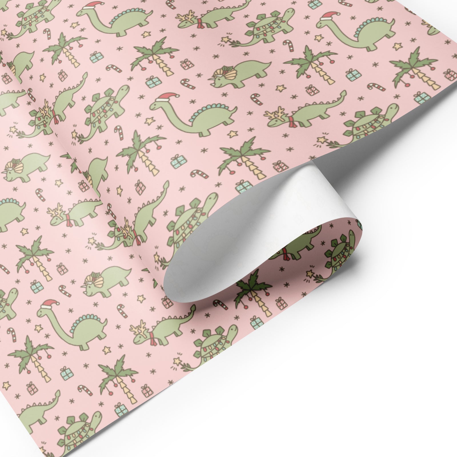 Pink Christmas - Dinosaur Christmas Wrapping Paper