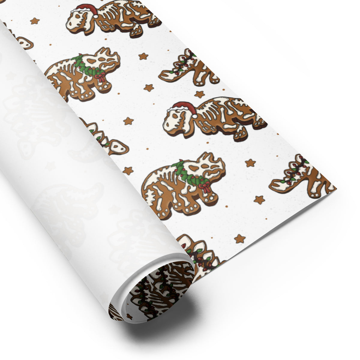 Gingerbread Skeleton - Dinosaur Christmas Wrapping Paper