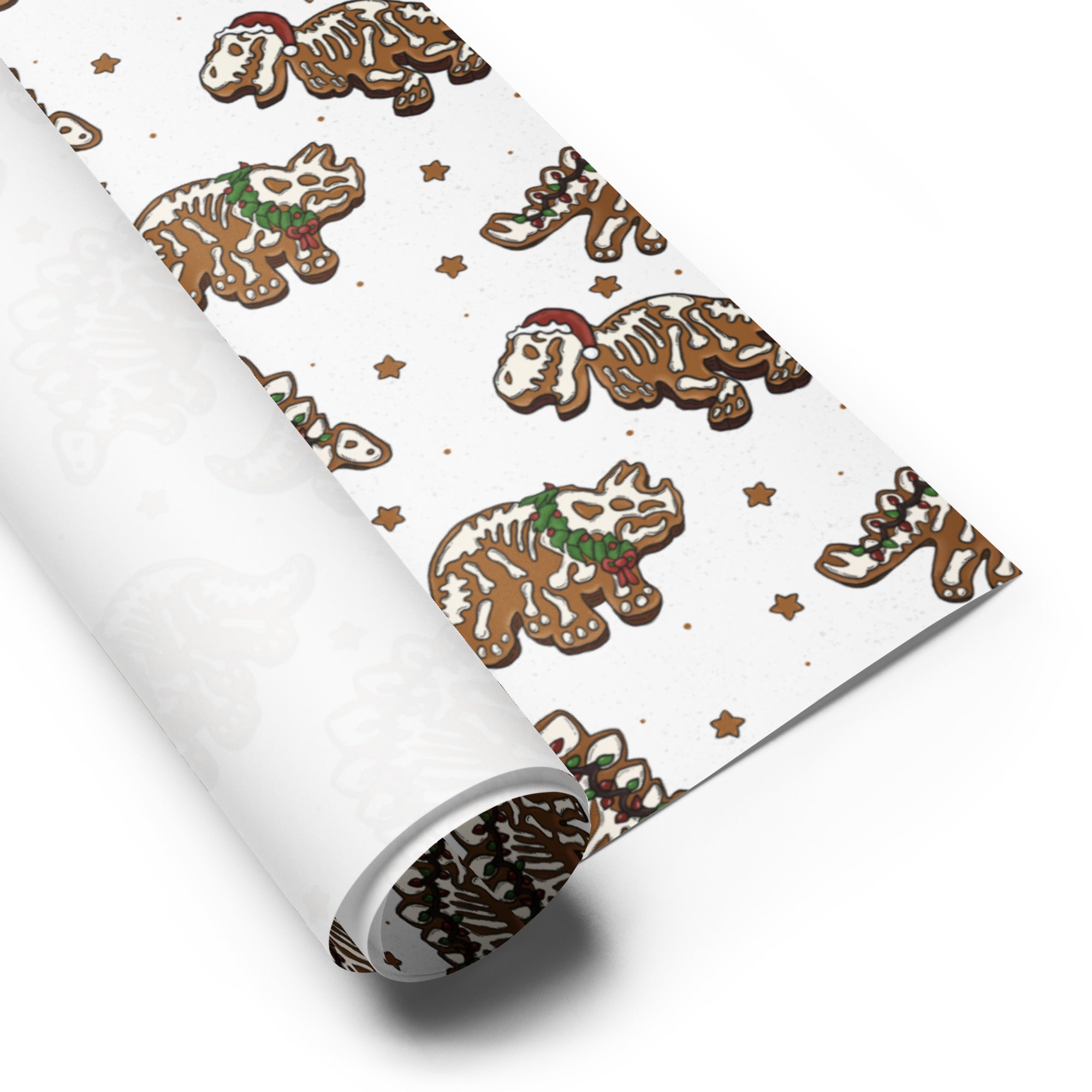 Gingerbread Skeleton - Dinosaur Christmas Wrapping Paper