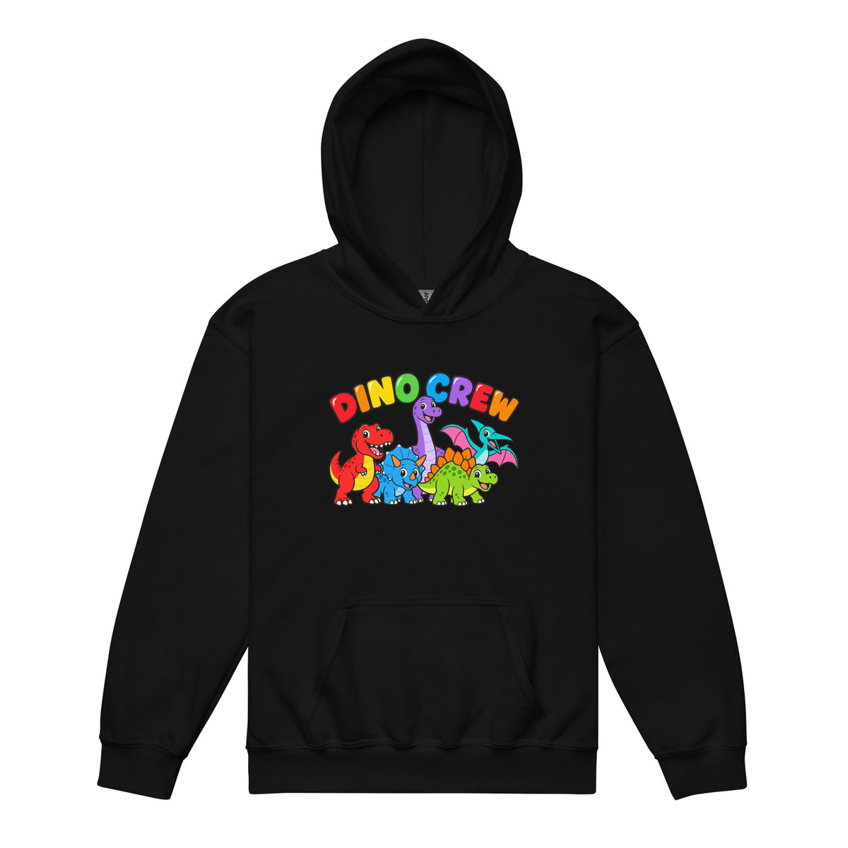 Dino Crew youth dinosaur hoodie - Black - front