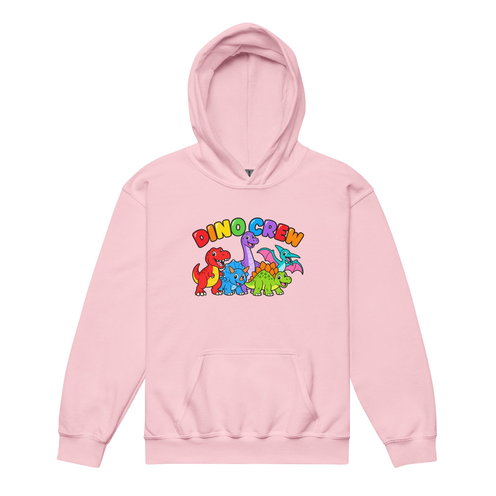 Dino Crew youth dinosaur hoodie - Light Pink - front