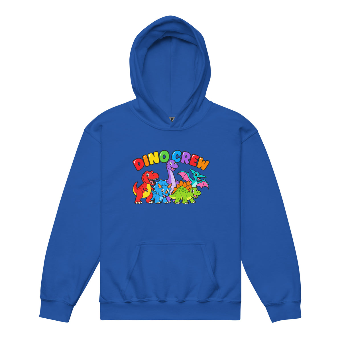 Dino Crew youth dinosaur hoodie - Royal - front