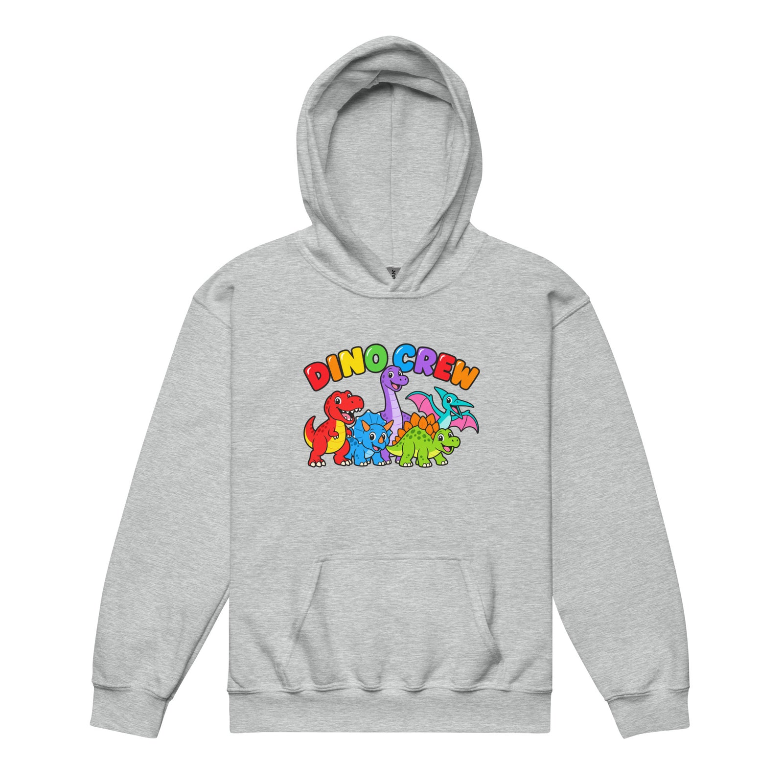 Dino Crew youth dinosaur hoodie - Sport Grey - front