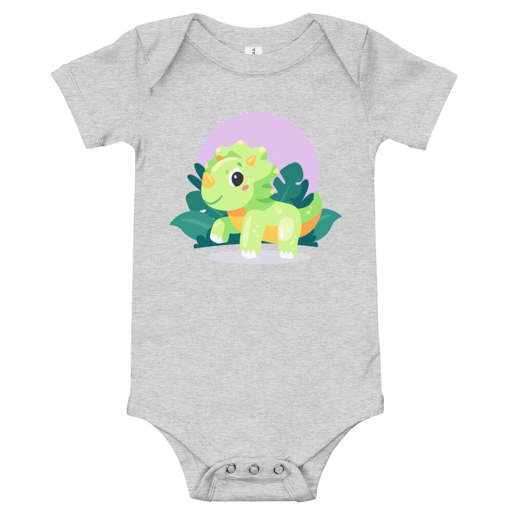 Green Baby Triceratops - Baby Dinosaur Bodysuit