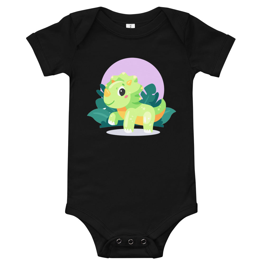 Green Baby Triceratops - Baby Dinosaur Bodysuit