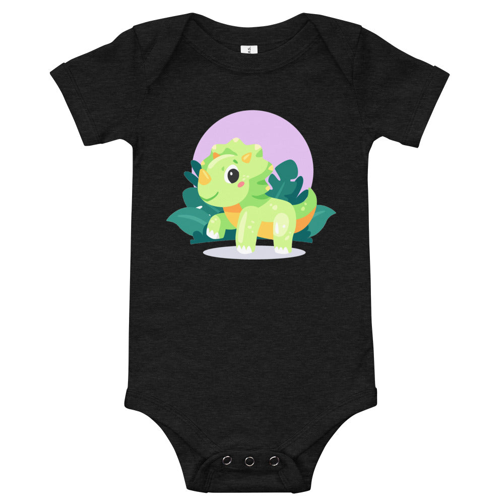 Green Baby Triceratops - Baby Dinosaur Bodysuit