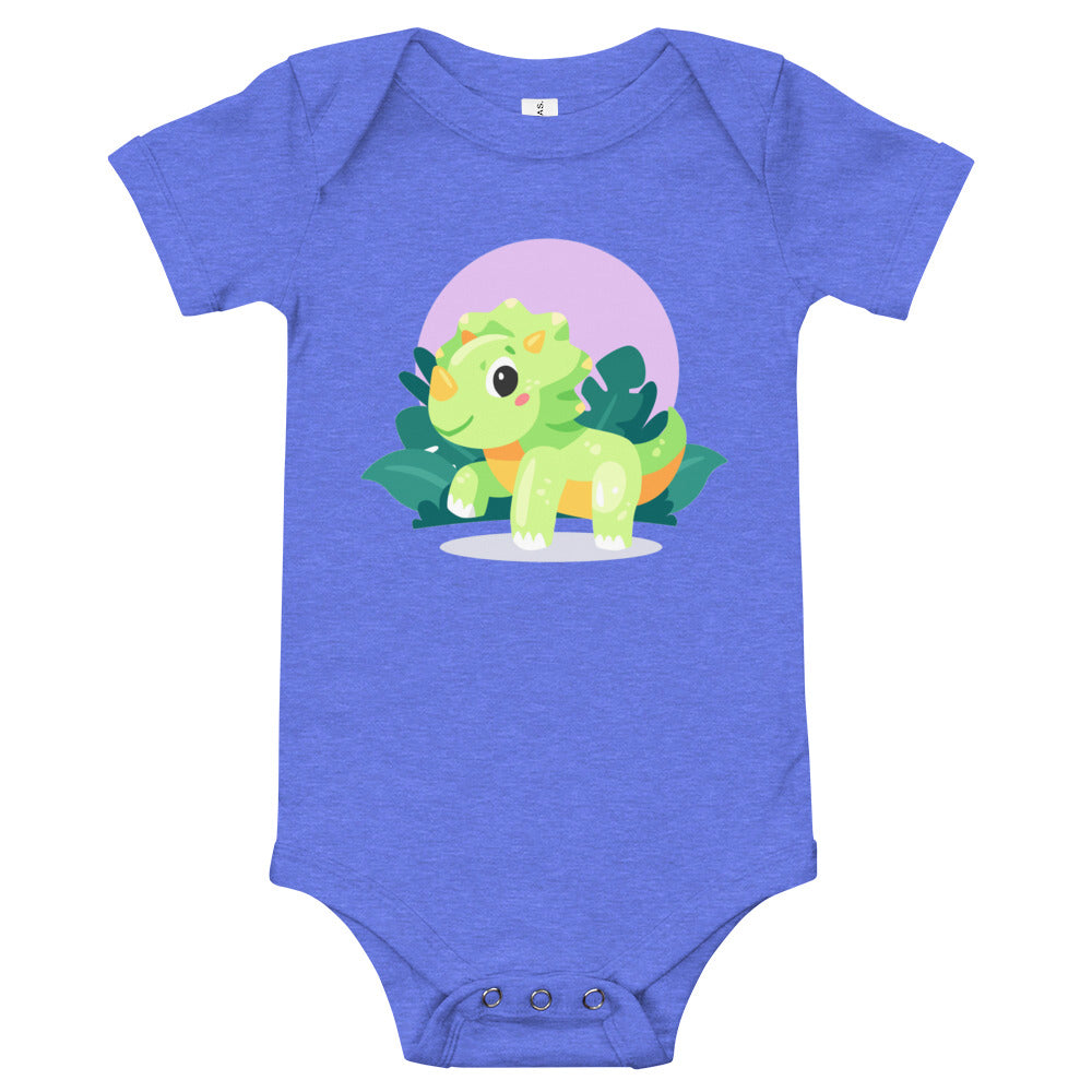 Green Baby Triceratops - Baby Dinosaur Bodysuit