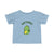 Light blue t-shirt for babies featuring an excited and cute baby dinosaur with the text Babysaurus above his head..