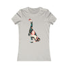 Silver women's dinosaur t-shirt with a brontosaurus silhouette filled with a rearing unicorn design.