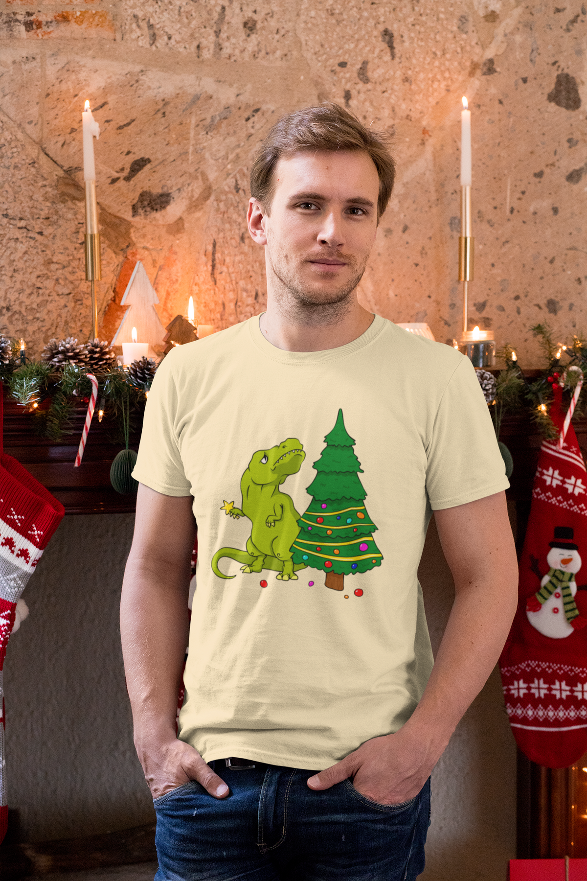 Dinosaur Christmas Shirt For Adults