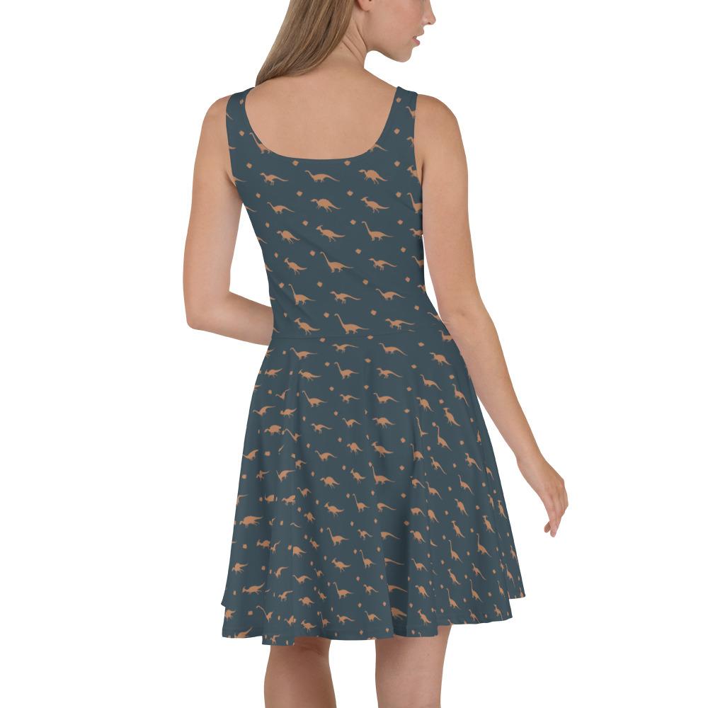 dinosaur dress ladies Bones Short Sleeve Super Twirler Play with Pockets make become more fashionable Dinosaur Pattern Dinosaur Dress Womens