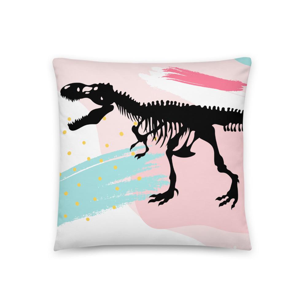 Dinosaur Throw Pillow - Pink Retro T-Rex