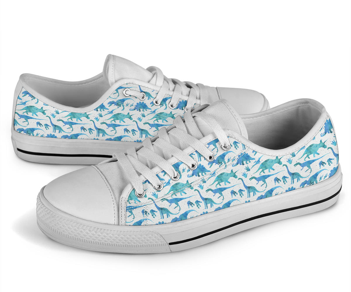 Blue Watercolor Dinos - Dinosaur Low Top Shoes