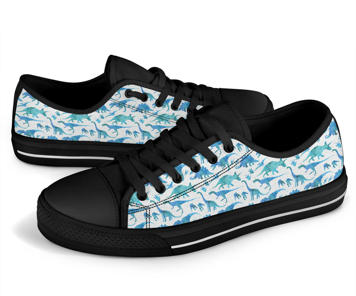 Blue Watercolor Dinos - Dinosaur Low Top Shoes