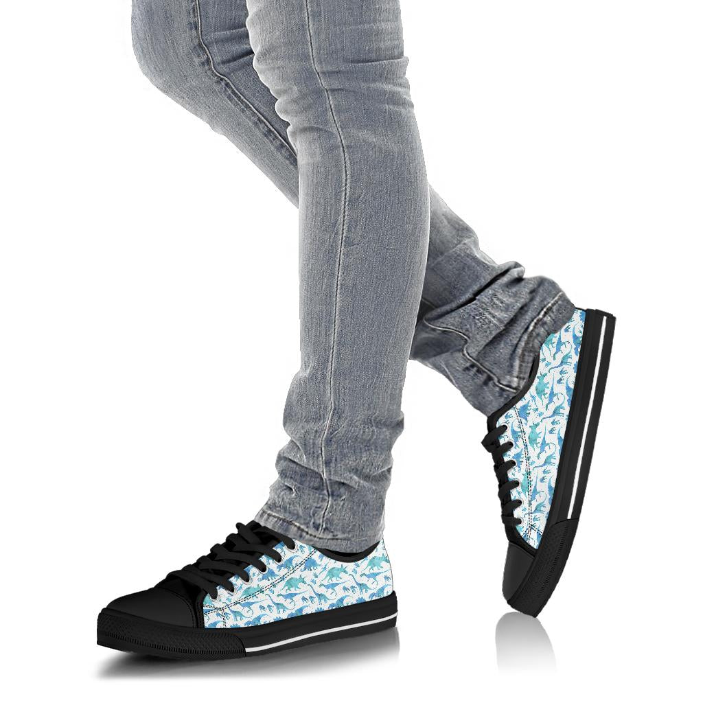 Blue Watercolor Dinos - Dinosaur Low Top Shoes