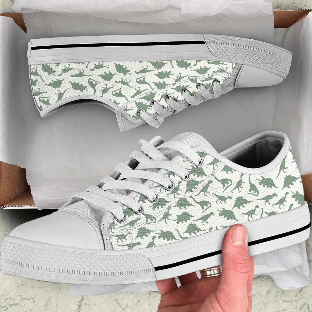 White Low Top Dinosaur Shoes