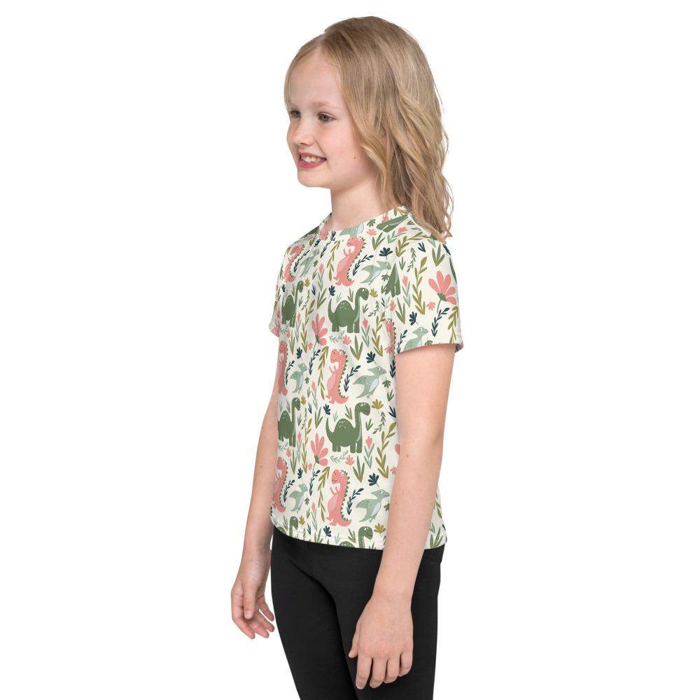 Floral Girls Dinosaur Shirt