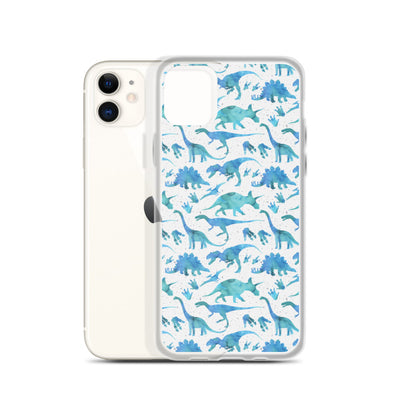Blue Watercolor Dinosaur Phone Case