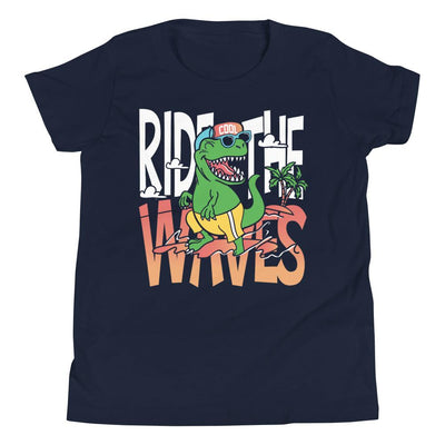 Kids Dinosaur Shirt - Ride The Waves