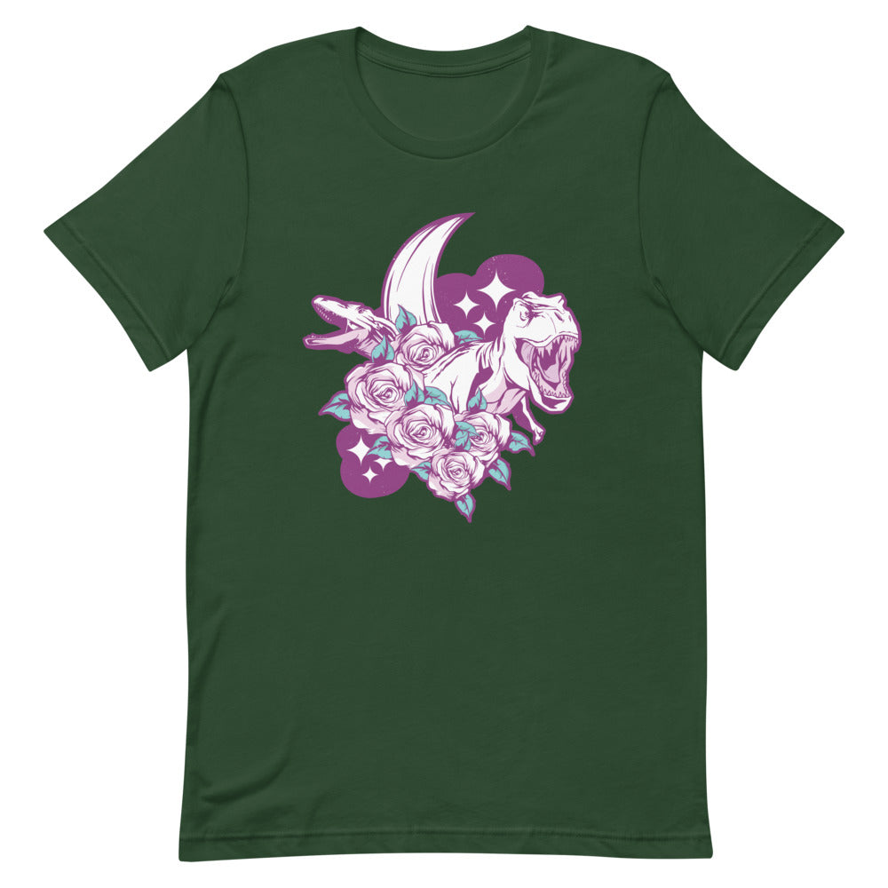 Jurassic Flowery Night - Women's Dinosaur Shirt